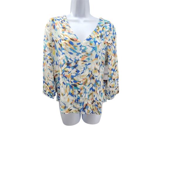Liverpool LA women's blouse abstract print NWT Size petite XS office church - Picture 3 of 10